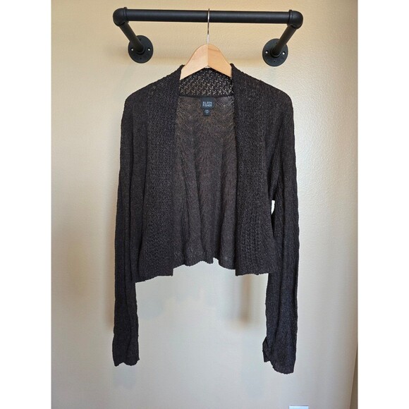 Eileen Fisher brown nylon/alpaca/wool/silk cardigan size large - Picture 1 of 6